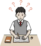 イラスト/勉強している男子学生がわからなくて困っている様子