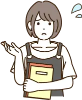 イラスト/困った表情をしている本を持った女子学生