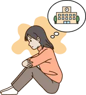 イラスト/女の子が学校のことを考えながら座り込んでいる様子